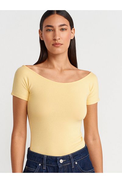 Dilvin 31922 Short Sleeve T-Shirt-Yellow