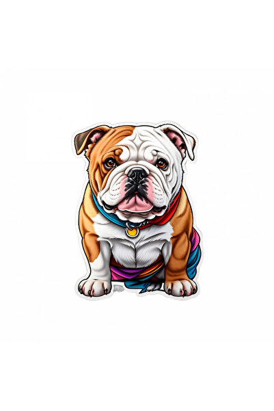 INOVATIX Set de 8 piese, autocolant câine buldog cu medalion, INOVATIX®. 6 cm