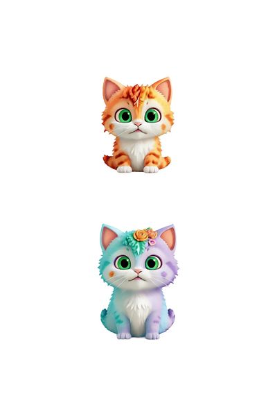 INOVATIX Set of 8 pieces, Sticker Kitten Attention, INOVATIX®. 6 cm