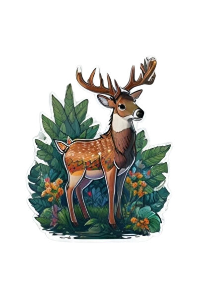 INOVATIX Set de 8 piese, autocolant Cerb în dumbravă, INOVATIX®. 6 cm