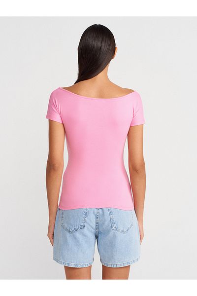 Dilvin 31922 Short Sleeve T-Shirt-Pink