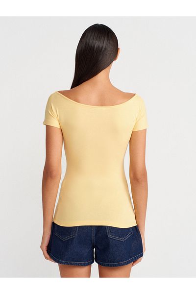 Dilvin 31922 Short Sleeve T-Shirt-Yellow
