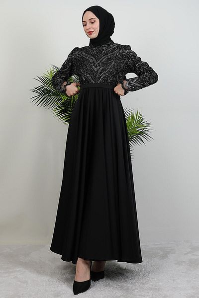 GİYZAMİLA Βραδινό φόρεμα Velora Hijab Μαύρο