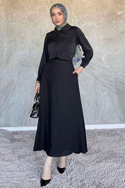 julude Μαύρη λινό φούστα Hijab