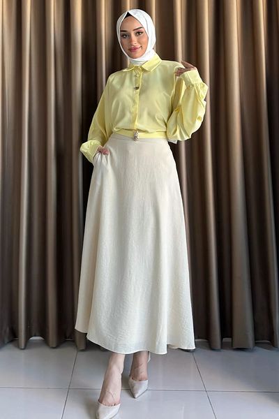 julude Πέτρινη λινό φούστα Hijab