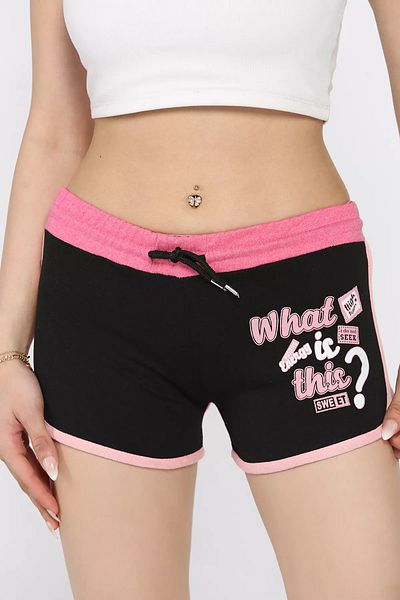 GÜLSELİ Mini pantaloni scurți cu imprimeu pentru femei Blackfuchsia