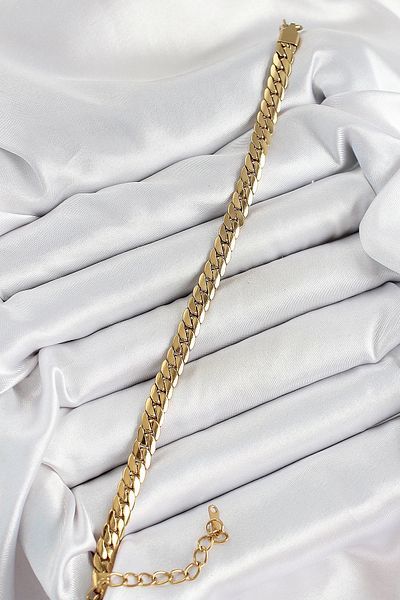 Clariss 316L Steel Gold Color Flat Chain Women's Bracelet