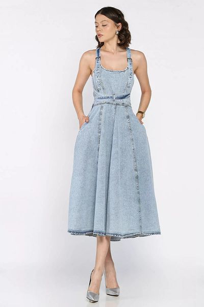 GÜLSELİ Rochie de damă Ice Blue Jean Denim Kilos Salopet