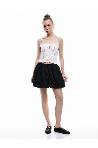 Koton Mini-fusta balon oversize din bumbac cu talie elastică sezon nou