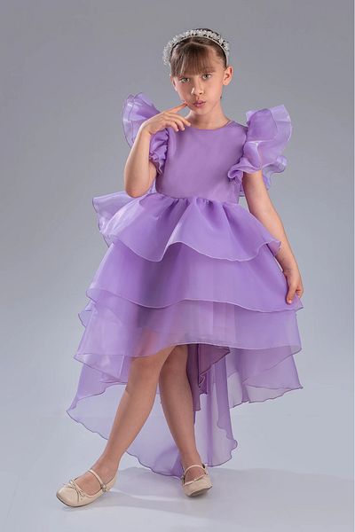 vestitino Stylish Design Princess Crowned Tailed Girl's Evening Dress