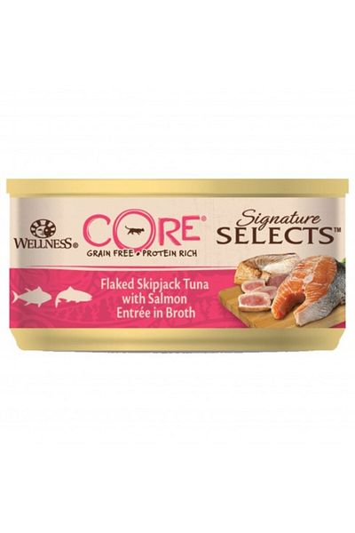 wellness Core Signature Selects Flaked Skipjack Tuna with Salmon Adult Cat 79g Pack of 12