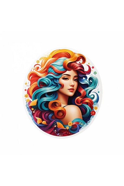 INOVATIX Set of 8 pieces, Pisces girl portrait sticker, INOVATIX®. 6 cm