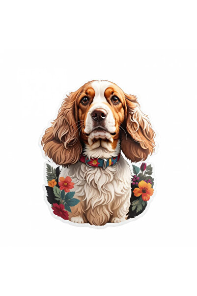 INOVATIX Set de 8 piese, Autocolant câine cocker spaniel cu zgardă, INOVATIX®. 6 cm