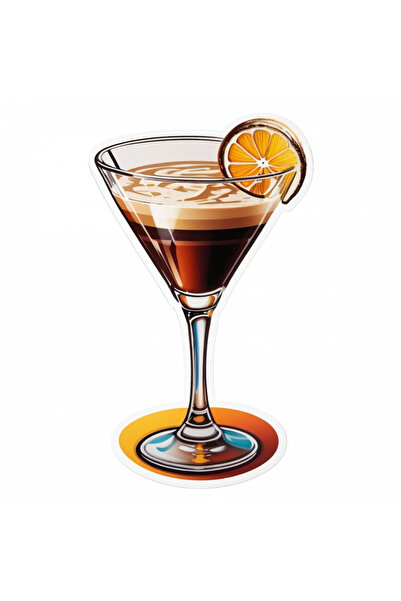 INOVATIX Set de 8 autocolante cocktail espresso martini cu felie de lămâie, I...
