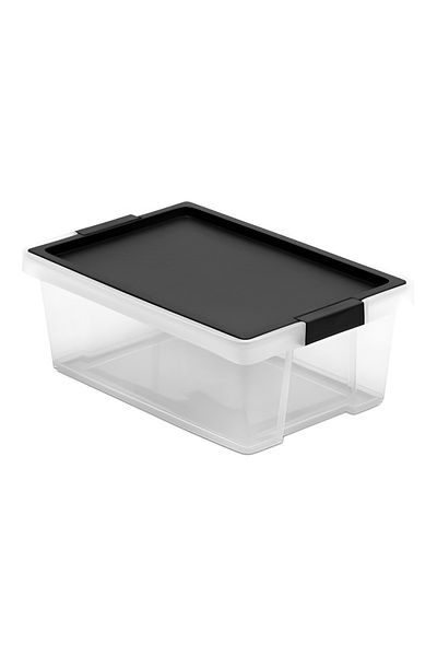 Tatay Hinged Handle Multipurpose Stackable Storage Box - Black and Clear