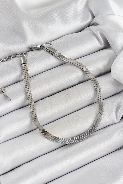 Clariss 316L Steel Silver Color Flat Chain Model Women's Bracelet