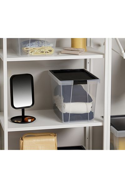 Tatay Hinged Handle Multipurpose Stackable Storage Box with Lid Black and Clear 15 Liter