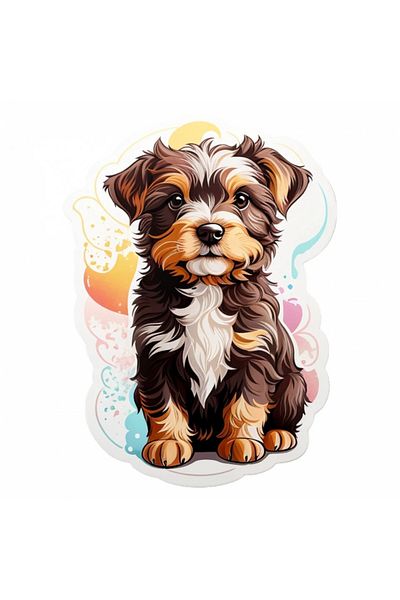 INOVATIX Set de 8 bucăți, autocolant câine Chocolate Yorkshire, INOVATIX®. 6 cm