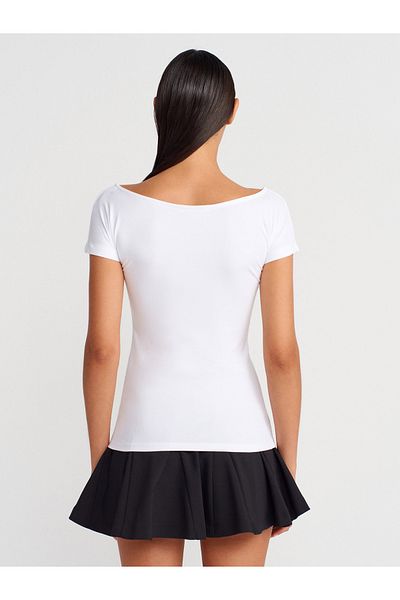 Dilvin 31922 Short Sleeve T-Shirt-White