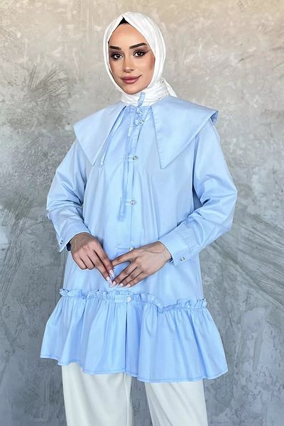 julude Tunica hijab cu detaliu guler albastru