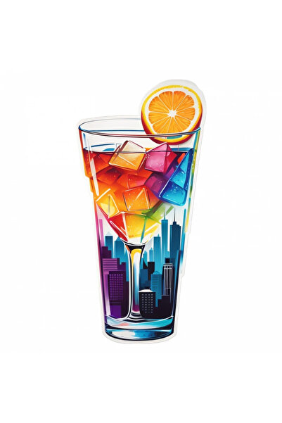 INOVATIX Set de 8 autocolante Manhattan Cocktail cu gheață, INOVATIX®. 6 cm