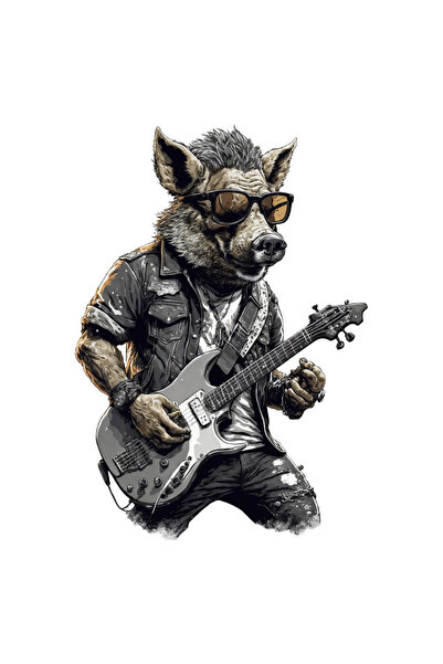 INOVATIX Set de 8 piese, autocolant chitarist cu cap de mistreț, INOVATIX®. 6 cm