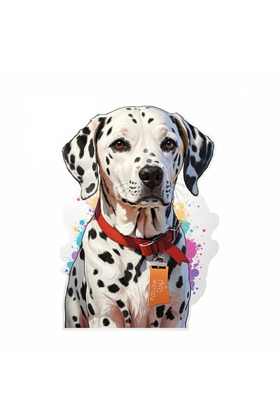 INOVATIX Set de 8 piese, autocolant câine dalmațian cu fundă, INOVATIX®. 6 cm