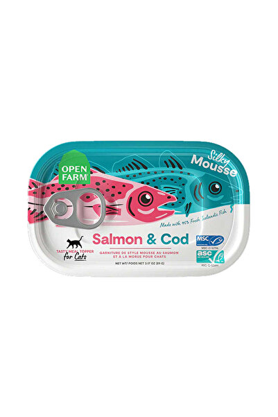 Open Farm وجبة سمك السلمون وسمك القد للقطط - 89 جرام - عبوة من 6 قطع