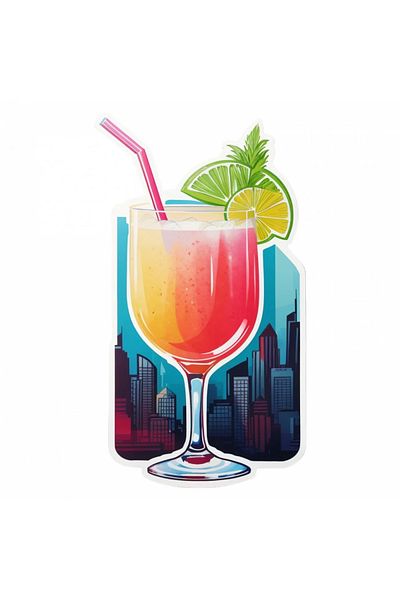INOVATIX Set de 8 piese, autocolant Cocktail Daiquiri, INOVATIX®. 6 cm