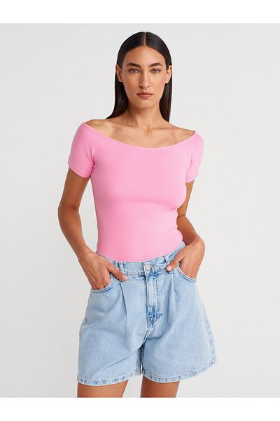 Dilvin 31922 Short Sleeve T-Shirt-Pink