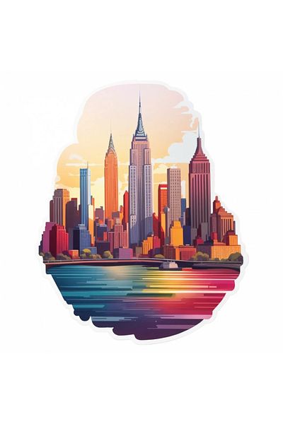 INOVATIX Set de 8 piese, autocolant cu orașul New York, INOVATIX®. 6 cm