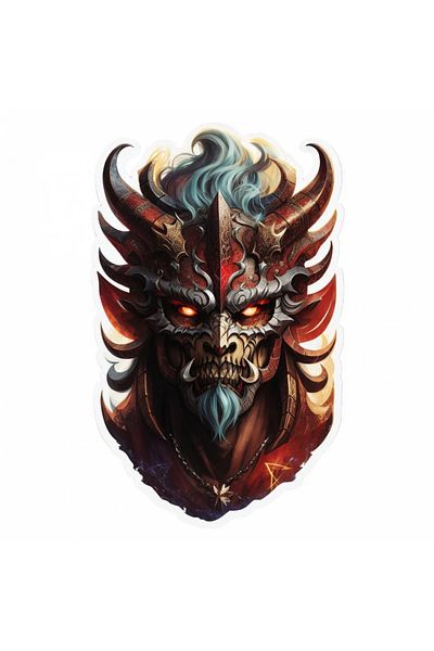 INOVATIX Set de 8 piese, autocolant Demon Baal Berith cu colți, INOVATIX®. 6 cm