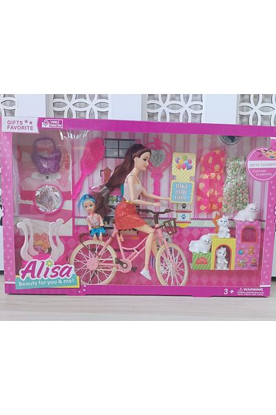LRS STORE Endless Motion Jointed Doll Set with Bicycle, Dog Figure, Full Accessories, Girl's Gift