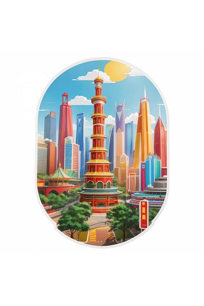 INOVATIX Set de 8 bucăți, autocolant oraș Guangzhou, INOVATIX®. 6 cm