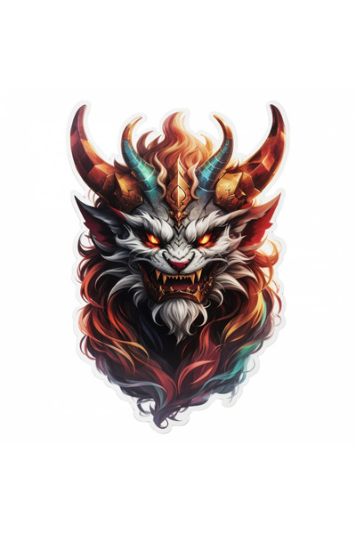 INOVATIX Set de 8 piese, autocolant Demon Buer cu coarne, INOVATIX®. 6 cm