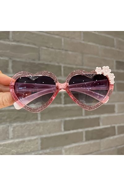 GlassySKY 1Pc Kids Heart Sunglasses, Party Holiday Travel Photo Accessory Birthday Gift