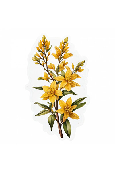 INOVATIX Set de 8 piese, Autocolant Creangă cu flori Forsythia, INOVATIX®. 6 cm