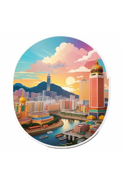 INOVATIX Set de 8 bucăți, autocolant oraș Macau, INOVATIX®. 6 cm