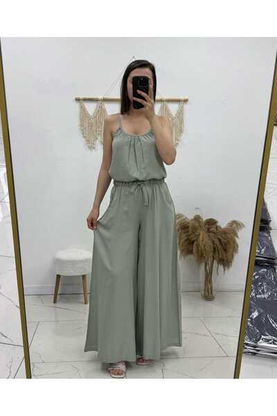 Maison La Femme Women's Rope Strap Blouse Loose Pocket Pants Set