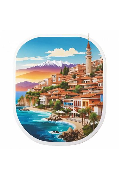 INOVATIX Set of 8 pieces, Sticker Antalya City shore, INOVATIX®. 6 cm