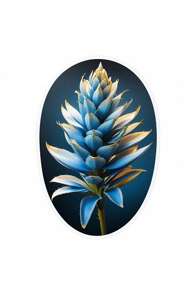 INOVATIX Set of 8 pieces, Blue Puya Flower Sticker, INOVATIX®. 6 cm