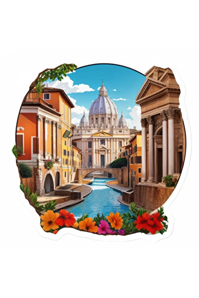 INOVATIX Set de 8 piese, autocolant Orașul Roma, catedrală, INOVATIX®. 6 cm