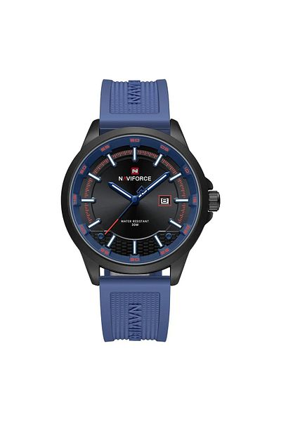 Naviforce Blue & Black Sporty Men's Watch with Silicone Strap