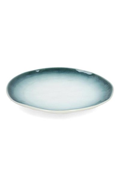 Generic طبق حلوى بورسلين من مجموعة Easy Life Nuances باللونين الأخضر والأبيض، مقاس 21 سم، R2842#NGRE
