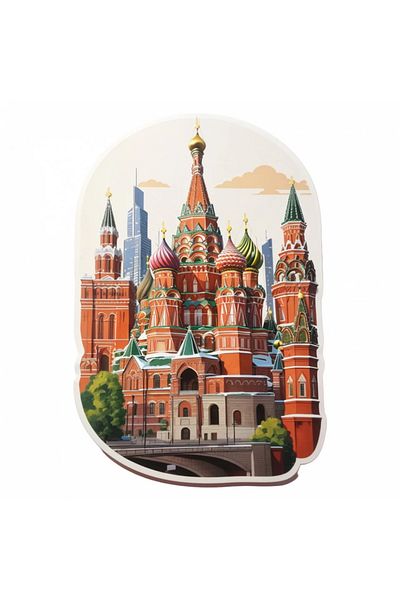 INOVATIX Set de 8 piese, autocolant Piața Roșie a orașului Moscova, INOVATIX®. 6 cm