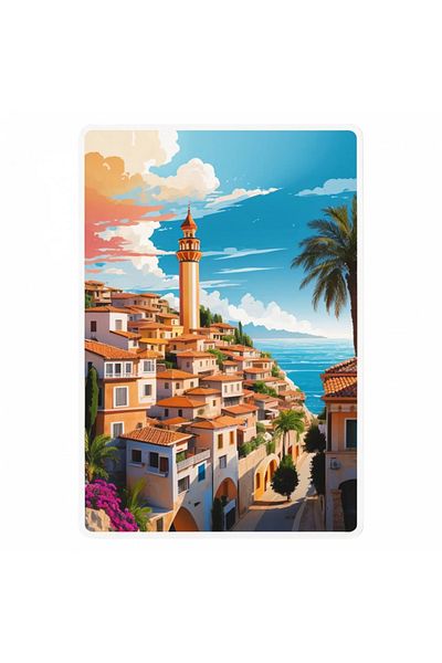 INOVATIX Set de 8 piese, autocolant minaret oraș Antalya, INOVATIX®. 6 cm