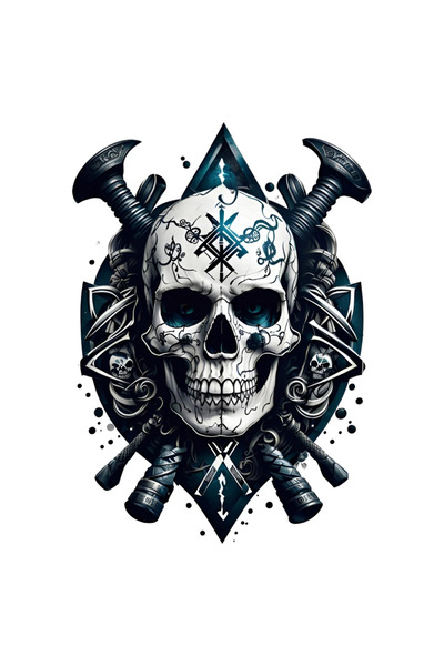 INOVATIX Σετ 8 τεμαχίων, Αυτοκόλλητο με Κρανίο Βίκινγκ, INOVATIX®. 6 εκ.