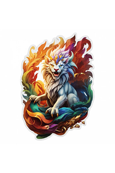 INOVATIX Set de 8 piese, autocolant personaj mitologic Himeră în flăcări, INOVATIX®. 6 cm