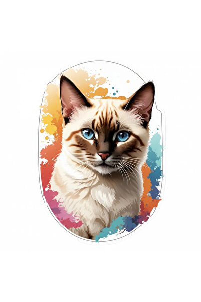 INOVATIX Set de 8 bucăți, autocolant pisică siameză, INOVATIX®. 6 cm