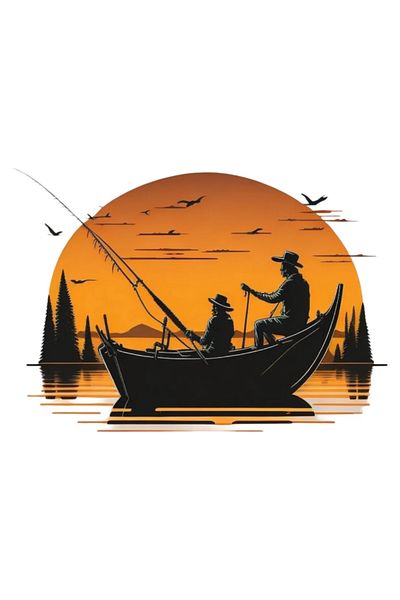 INOVATIX Set de 8 piese, autocolant Pescari într-o barcă, INOVATIX®. 6 cm